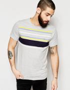 Farah T-shirt With Chest Stripe Slim Fit - Gray