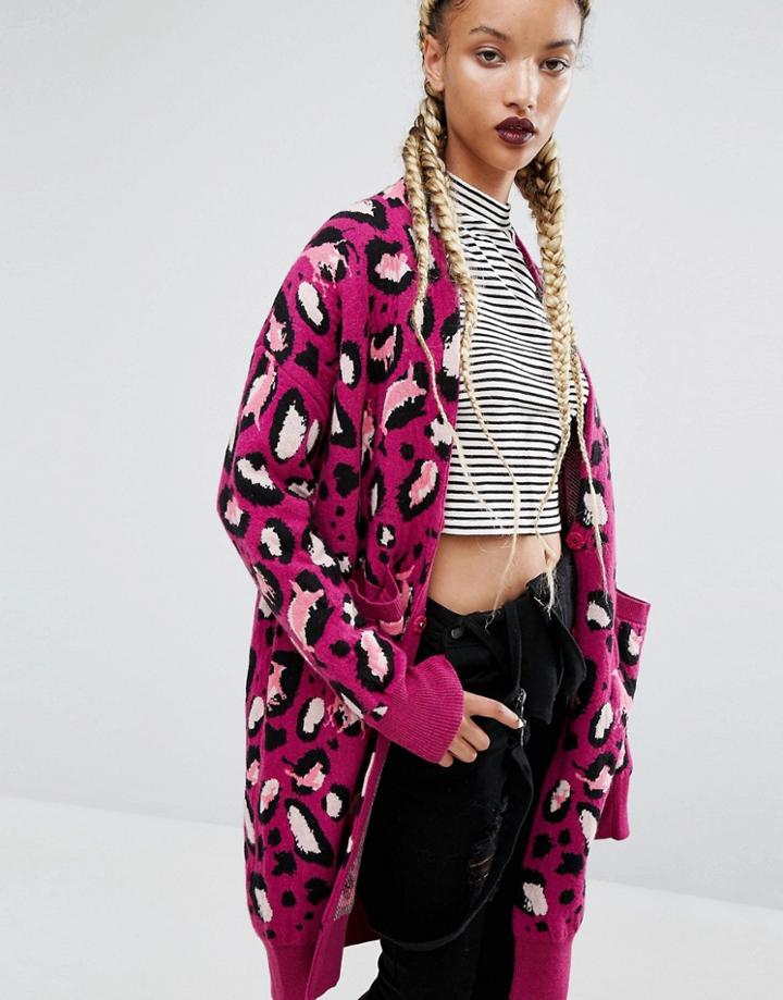 Amenpapa Leopard Cardigan - Pink