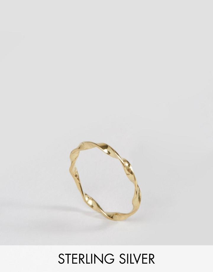 Asos Gold Plated Sterling Silver Fine Twist Ring - Gold