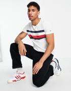 Tommy Hilfiger Large Icon Stripe Logo T-shirt In White