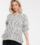 Asos Design Maternity Metallic Check Sweater In Tinsel Yarn With Volume Sleeve