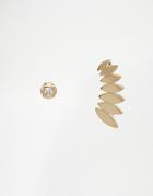 Orelia Curved Petal Cuff & Stud Multipack Earrings - Crystal