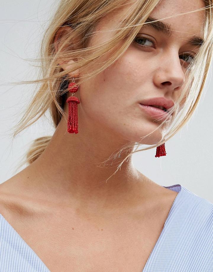 Pieces Tassel Earrings - Red