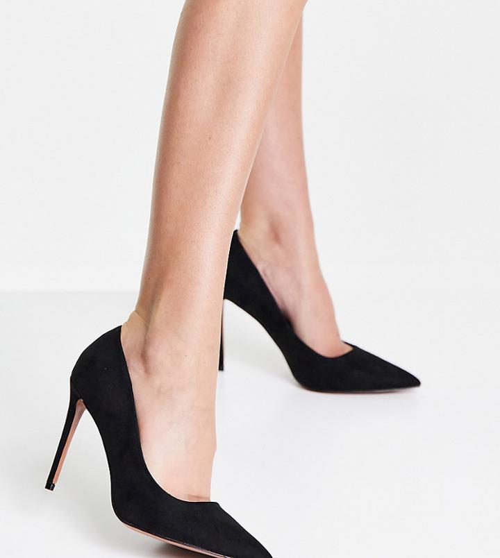 Asos Design Wide Fit Penza Pointed High Heeled Pumps In Black