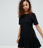 Asos Petite Mini Drop Hem T-shirt Dress - Black