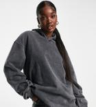 Asos Design Tall Minimal Hoodie In Washed Black