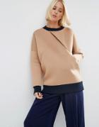 Asos White Cross Over Front Bonded Sweat - Tan
