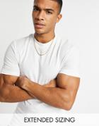 Asos Design Cotton Blend Muscle Fit T-shirt With Crew Neck In White - White