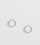 Astrid & Miyu Sterling Silver Opal Stone Cross Huggie Hoop Earrings - Silver