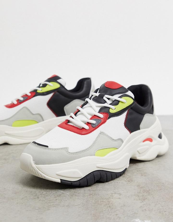 Bershka Chunky Sole Sneakers With Contrast Panels-multi