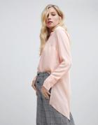 Oasis Longline Shirt With Wrap Detail In Light Pink - Pink