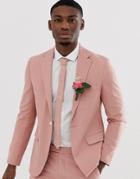 Moss London Slim Suit Jacket In Dusty Pink - Pink