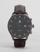 Asos Watch In Brown And Gunmetal With Date Window - Brown