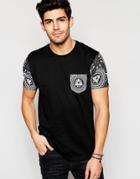 Brave Soul Evil Eye Contrast Sleeve T-shirt - Black