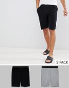 Asos Design Pyjama Shorts In Black & Gray 2 Pack - Multi