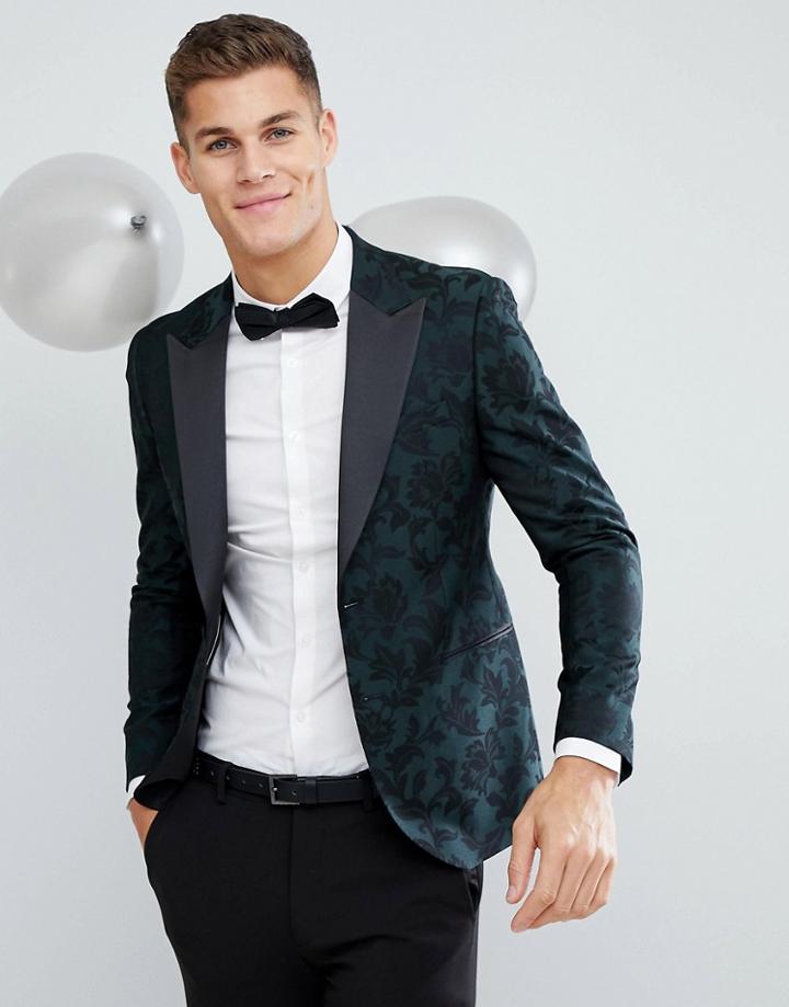 Moss London Skinny Blazer In Leaf - Green