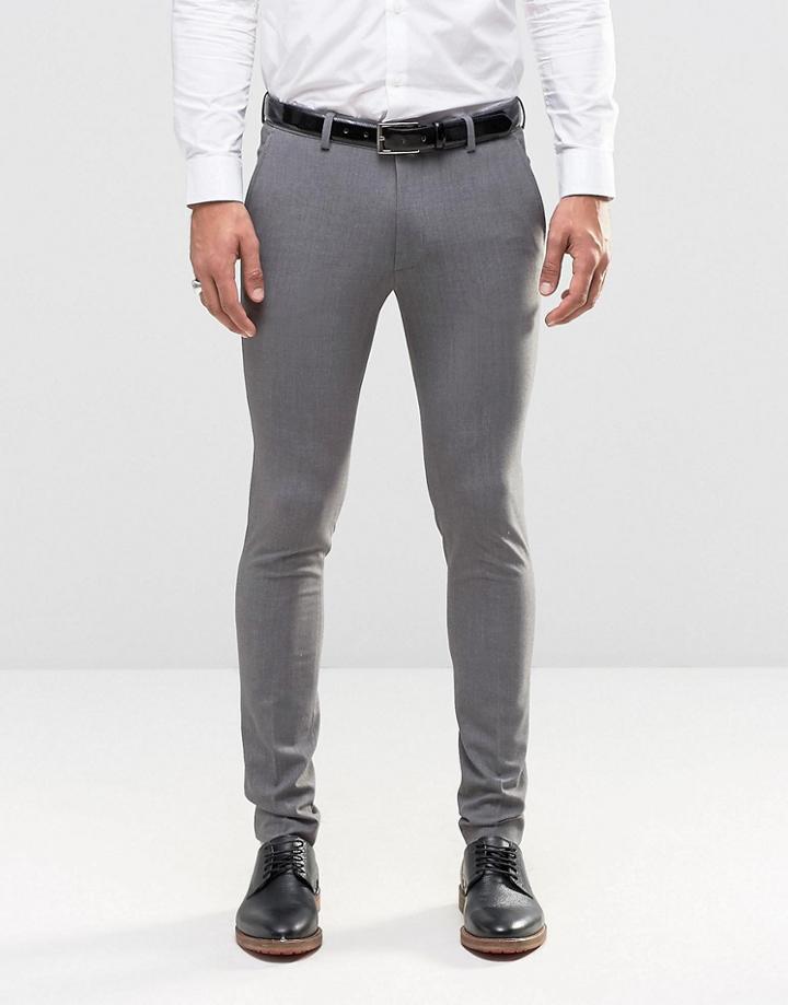 Asos Super Skinny Fit Suit Pants In Gray - Gray