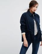 People Tree Organic Cotton Corduroy Shirt Jacket With Pull Cord - Navy