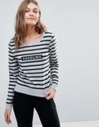 Only Dazzling Micka Logo Stripe Sweatshirt - Gray