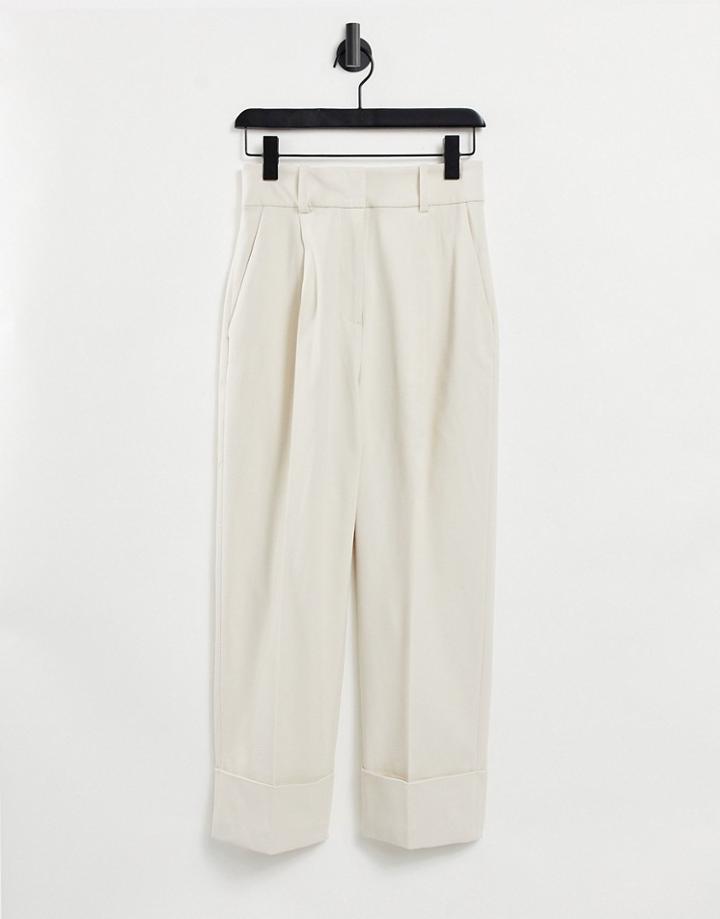 & Other Stories Turn Up Pants In Beige-neutral