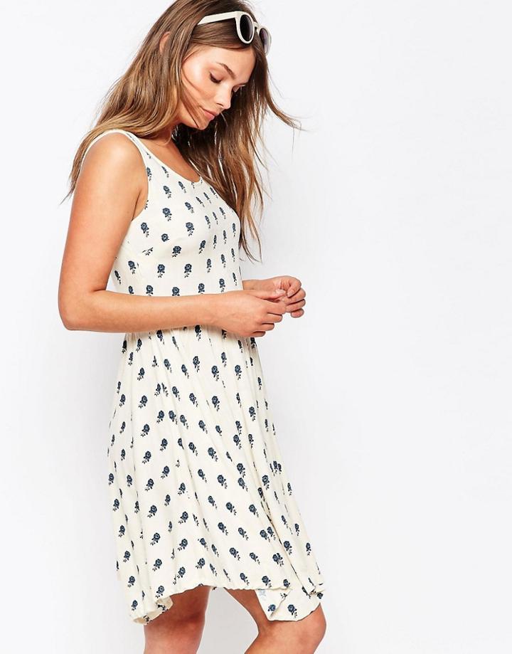 New Look Floral Cami Hanky Hem Dress - Cream