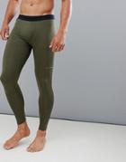 Asos 4505 Running Tights In Khaki With Quick Dry - Green
