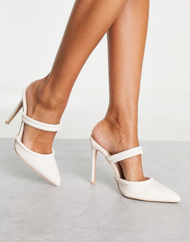 Raid Britta High Heel Mules In Cream-white