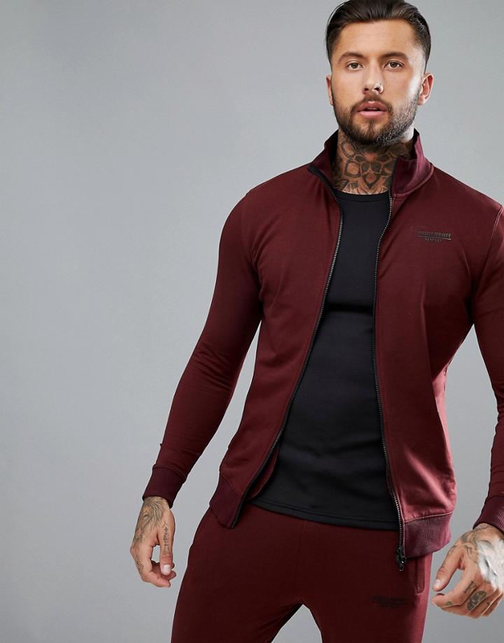 Muscle Monkey Track Jacket In Burgundy - Red
