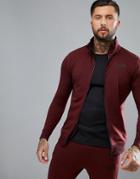 Muscle Monkey Track Jacket In Burgundy - Red
