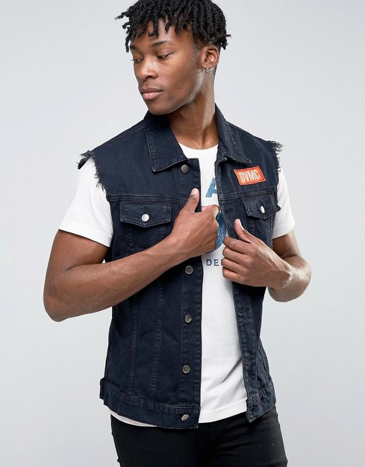 Dirty Denim Black Viper Sleeveless Denim Jacket - Black
