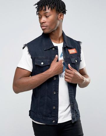 Dirty Denim Black Viper Sleeveless Denim Jacket - Black