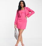 Missguided Shirred Strap Mini Dress In Bright Pink - Part Of A Set