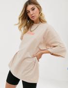 Public Desire Oversized T-shirt With Contrast Original - Beige