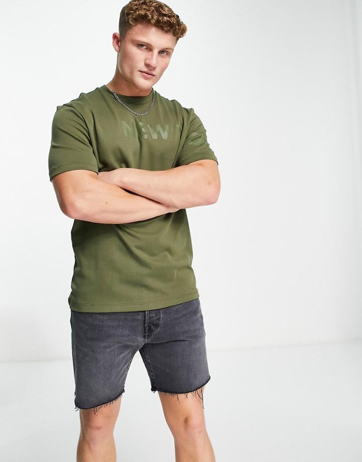 River Island Ny T-shirt In Khaki-green