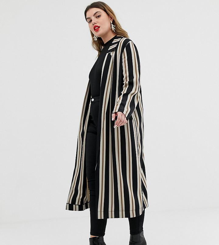 Asos Design Curve Stripe Duster Coat-multi