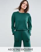 Asos Tall Lounge Rib Toggle Waist Lounge Top - Green
