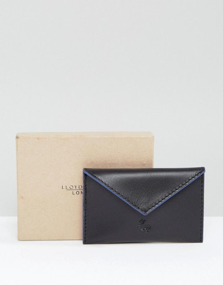 Lloyd Baker Leather Card Holder With Contrast Piping - Black