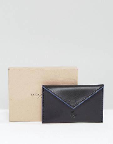 Lloyd Baker Leather Card Holder With Contrast Piping - Black