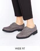 New Look Wide Fit Suedette Chunky Brogue - Gray