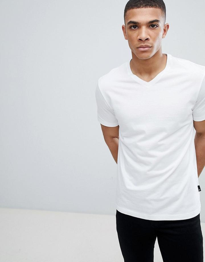 Burton Menswear V Neck T-shirt In White - White