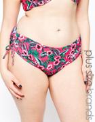 Marie Meili Curves Gwendolen Tropcial Bikini Bottom - Bright Coral Palm