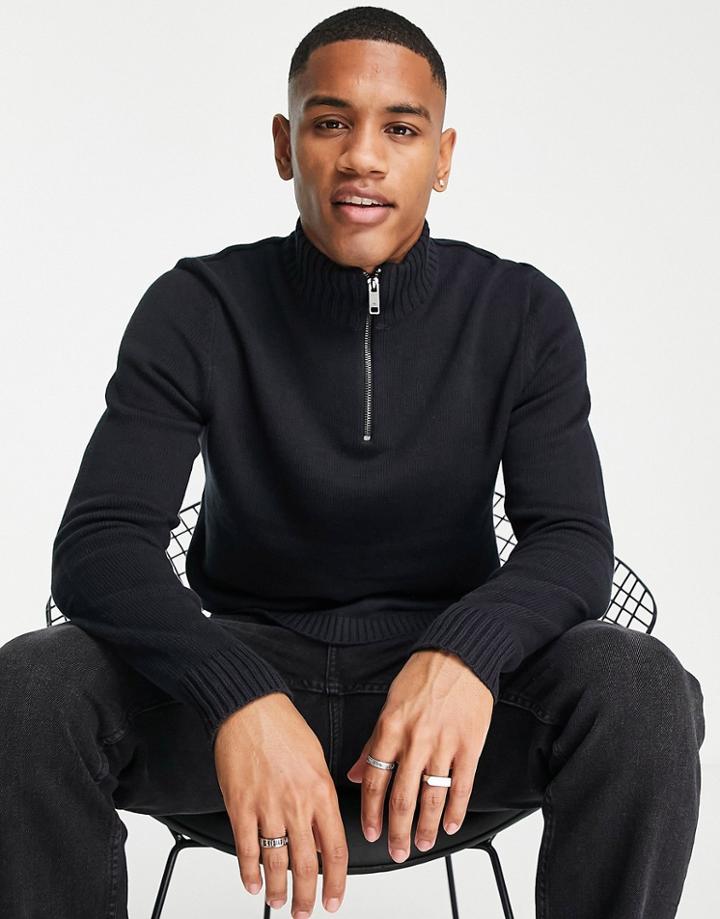 Only & Sons Half Zip Sweater In Navy