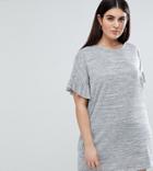 Ax Paris Plus Ruffle Sleeve T-shirt Dress - Gray