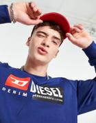 Diesel S-girk-cuty Split Logo Crew Neck Sweatshirt In Green