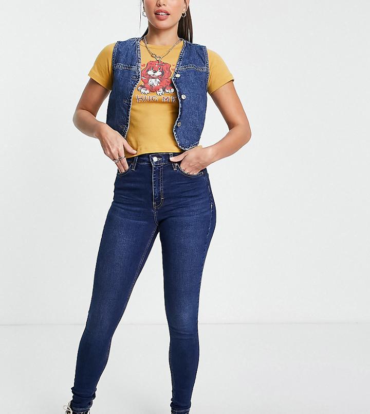 Topshop Tall Recycled Cotton Jamie Jeans In Rich Blue-blues