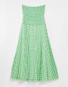 Asos Design Bandeau Pleated Maxi Dress In Gingham-multi