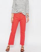 Asos Florence Authentic Straight Leg Jean In Tangerine With Raw Hem - Orange