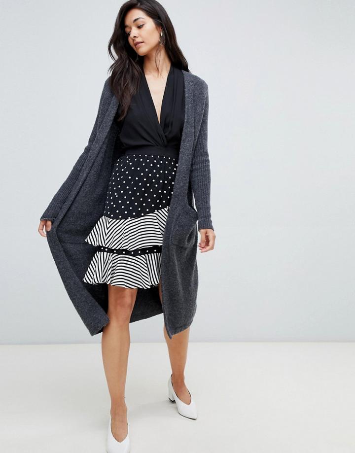 Y.a.s Long Knitted Cardigan - Gray