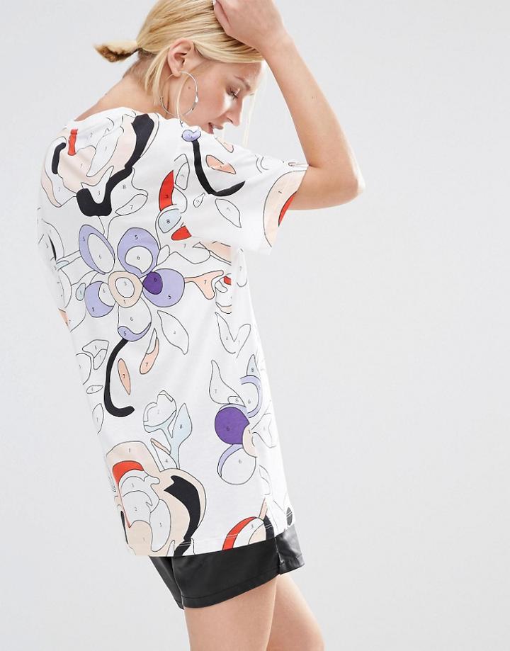 Adidas Originals X Rita Ora Paint Print T-shirt With Trefoil Logo - Multi