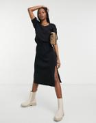 Y.a.s Knitted Midi Skirt With Side Slit In Black - Part Of A Set